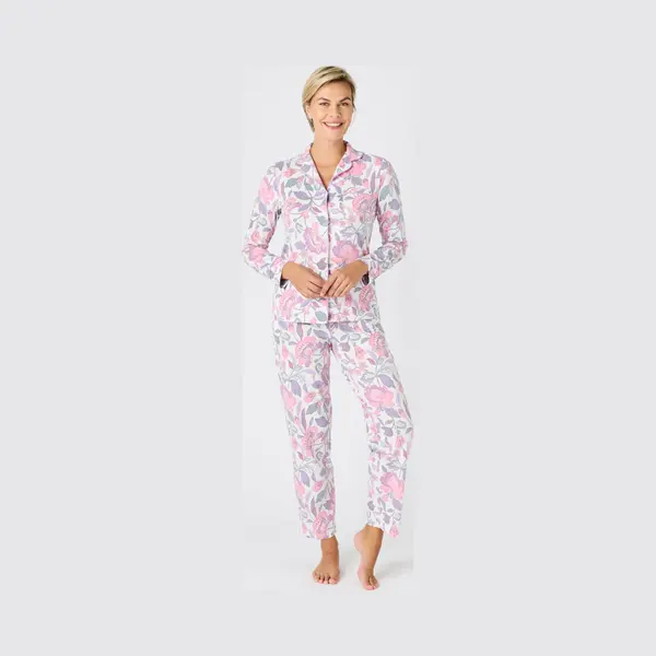 Damart - Pyjama Van Jerseytricot Met Knopen - Dames - Roze - 46-48 (L) thumbnail