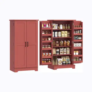 Homcom-Voorraadkasten - Hout - 60x40x120cm - Rood