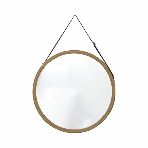 Tendance Wandspiegel Aan Ophangkoord - Rond - Bamboe - Frame Kleur Naturel - 38 X 38 Cm thumbnail