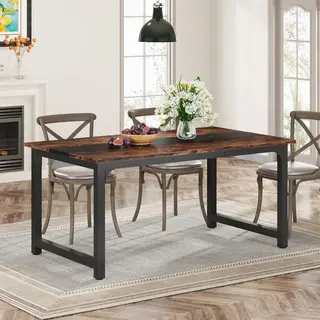 Tribesigns Keukentafel - Eettafel - 160 X 80 X 75 Cm - Eetkamertafel Voor 6-8 Personen - Met Stevige Metalen Poten - Industrieel Design - Vintage -