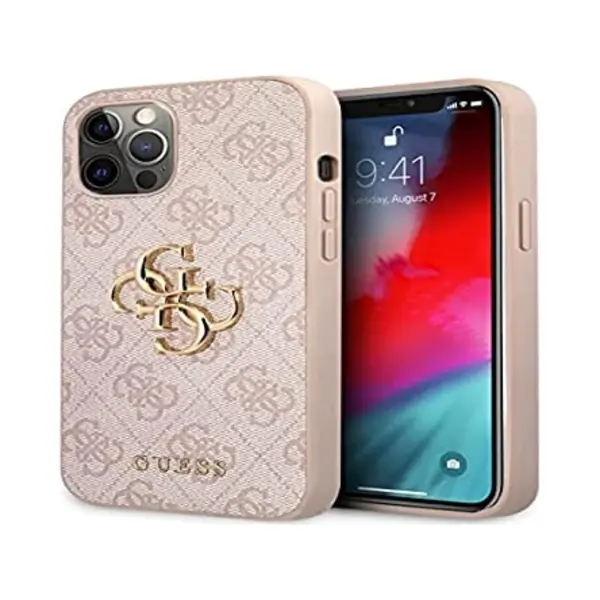 Guess GUHCP12M4GMGPI Hülle Für IPhone 12/12 Pro 6, 1" Rosa 4G Big Metal Logo thumbnail