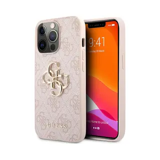 Guess Pu 4G Metal Logo Case For IPhone 13 Pro Pink (Apple IPhone 13 Pro), Smartphone Hülle, Pink