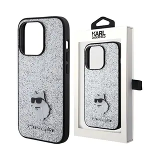 Karl Lagerfeld KLHCP15XGCNPSG IPhone 15 Pro Max 6, 7" Srebrny/zilver Hardcase Fixed Glitter Choupette (Apple IPhone 15 Pro Max), Smartphonehoes,