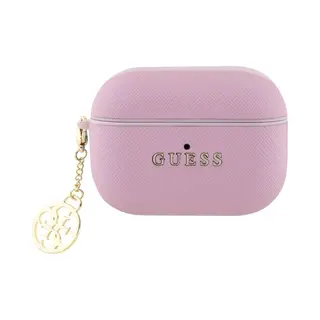 Guess Airpods Pro & Pro 2 Case - Saffiano - Circle Charm - Roze