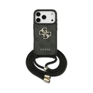 Guess Etui 4G Big Logo Cord Stap Crossbody Do IPhone 17 Pro Czarny, Handykette, Schwarz