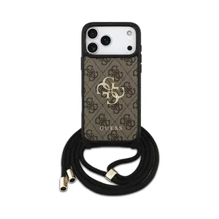 Cg Mobile Guess 4G Big Logo Cord Stap Crossbody Beschermhoes Voor IPhone 17 Pro Max (bruin)