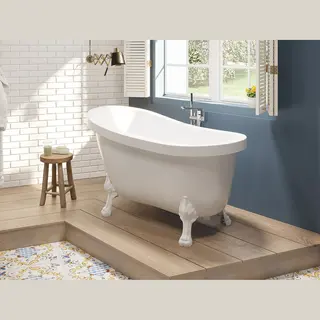 Vente-unique Ovaal Losstaand Bad - Retro-stijl - 171 L - 145 X 74 X 77 Cm - Witte Leeuwenpoten - Nisos