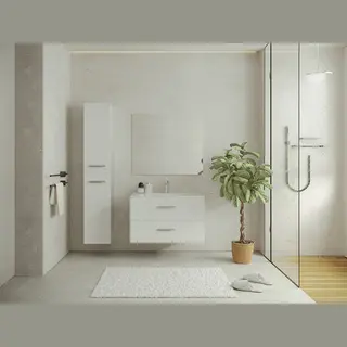 Vente-unique Waschbeckenunterschrank Hängend Mit Einzelwaschbecken - Weiß - 80 Cm - Kayla