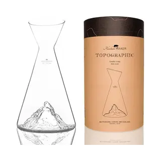 Alaskan Maker 1-Liter-Wasserkrug | Handgeblasenes Borosilikatglas Von Höchster Qualität Mit Erhabenen Bergmotiven | Topographic (Matterhorn)