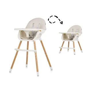 Chipolino Kinderhochstuhl Rio 2 In 1, Kinderstuhl Rutschfeste Beine 5-Punkt-Gurt Beige Weiß