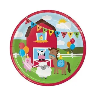 Bigiemme Srl - 8 Papieren Borden Kleine Boerderij 23 Cm Dieren