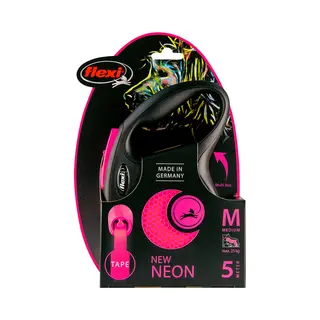Flexi New Neon Gurt-Leine Pink, 5 M - Größe M, Bis 25 Kg