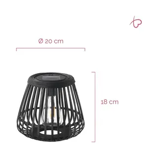 Pauleen Led-Solar-Tischlampe Sunshine Glimmer, Schwarz, IP44