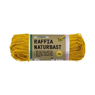 Folia 9014 - Raffia Naturbast Bananengelb, 1 Bündel Mit 50 G, Schnur Aus Natürlichem Strohgemisch, Ideal Zum Basteln, Zur Dekoration Oder Für