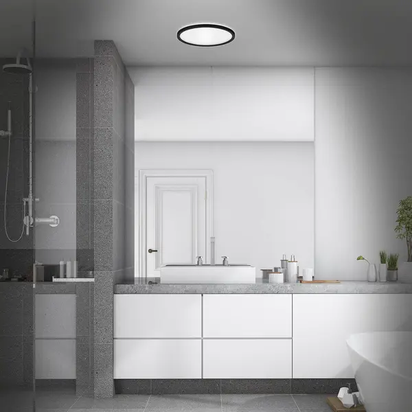Briloner Led Bathroom Ceiling Light Slim Drip, Black, Ø 29 Cm, IP44 thumbnail