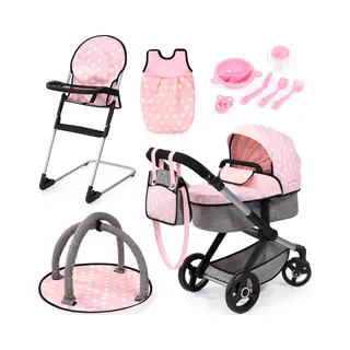 Bayer Kombi-Puppenwagen Xeo Deluxe, Rosa, (Set)