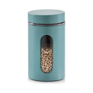 Zeller Voorraadpot - Met Venster - Eucalyptus Groen - 900 Ml - D10 X H18 Cm