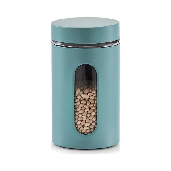 Zeller Voorraadpot - Met Venster - Eucalyptus Groen - 900 Ml - D10 X H18 Cm thumbnail