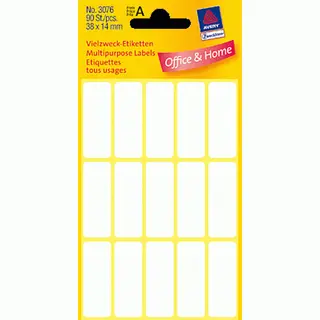 Avery Manual Labels, White, 38 x 14 mm