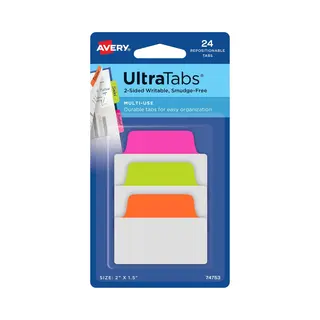 Avery Ultra Tabs Blanco tabbladindex Groen, Oranje, Roze