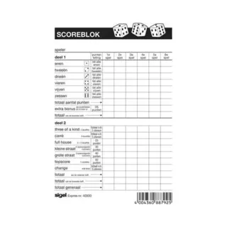 Sigel Scoreblok Yahtzee - Expres - 105x148mm - 100 Vel - 1 Blok - Si-40930