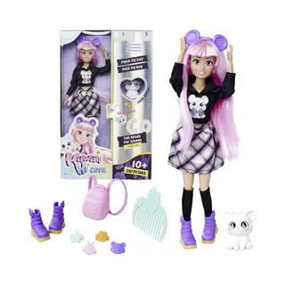 Simba 105953976 Kawaii Hi Cora Verkleedpop, 26 Cm, Beweegbare Pop Om Te Stylen En Te Stylen, Pop Met Lang Haar, Muis En Accessoires, Speelgoed Voor
