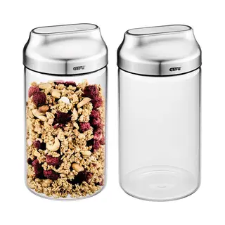 Gefu Kippo Round Jar 1 L Stainless steel, Transparent 2 pc(s)
