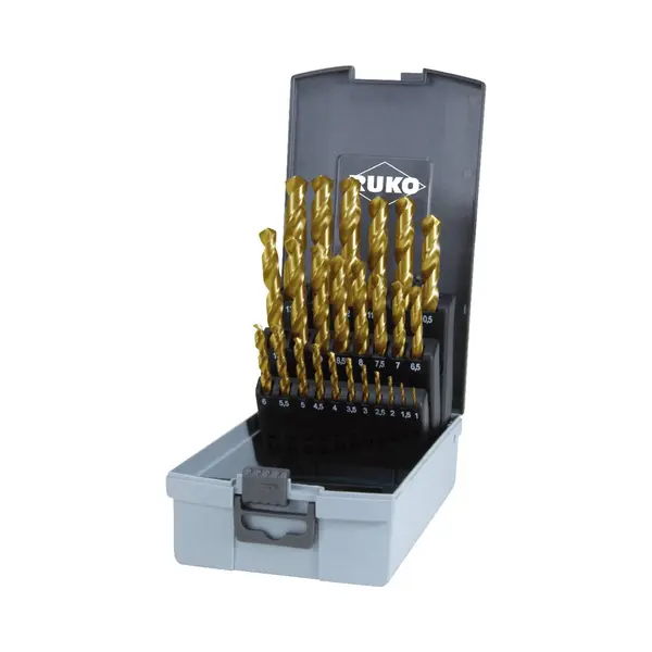 Ruko 250215TRO Hss-G Spiraalboorset 25-delig 1 Mm, 1.5 Mm, 2 Mm, 2.5 Mm, 3 Mm, 3.5 Mm, 4 Mm, 4.5 Mm, 5 Mm, 5.5 Mm, 6 Mm, 6.5 Mm, 7 Mm, 7.5 Mm, 8 Mm, thumbnail
