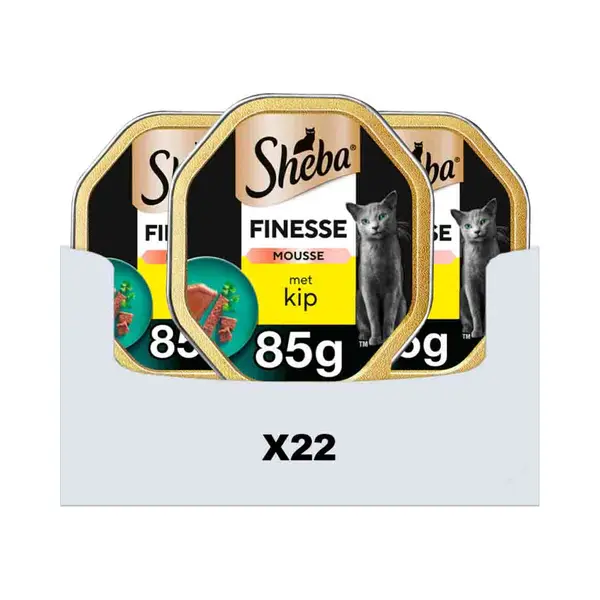 22x Sheba Finesse Kattenvoer Natvoer Mousse Kip Kuipjes 85 Gr thumbnail