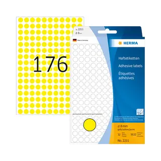 Herma Vielzwecketiketten/Farbpunkte Ø 8 mm rund gelb Papier matt Handbeschriftung 5632 St.