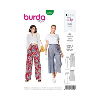 burdastyle Burda Style Schnittmuster Damen Hose Mit Weitem Bein Größe 32-42 | Nählevel, Sehr Leicht
