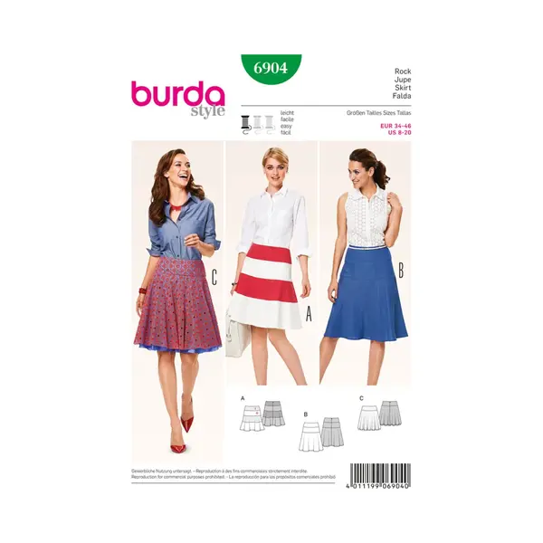 burdastyle Burda Schnittmuster Damen Rock Mit Hüftpasse 6904 Gr. 34-46 thumbnail