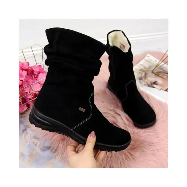 Rieker, Damen, Boots + Stiefel, Isolierte Stiefeletten Aus Leder, Schwarz, (37) thumbnail