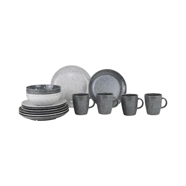 Gimex - Solid Line - Geschirr - Granite - Grau - 16-Teilig thumbnail