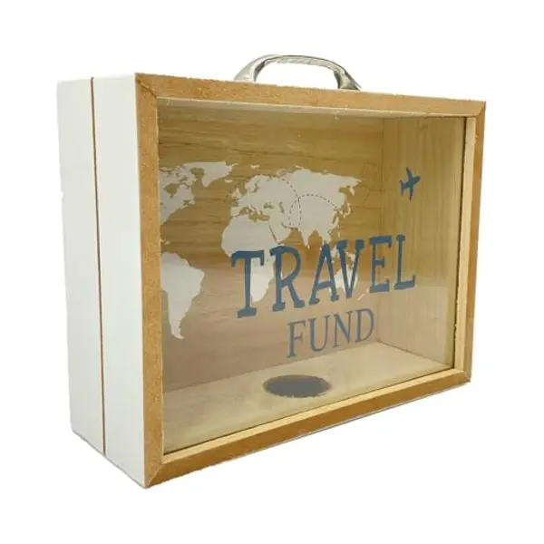Out Of The Blue Deko-Accessoire/Spardose Aus Holz Travel Funds/Größe, 21x16, 5x7, 5 Cm thumbnail