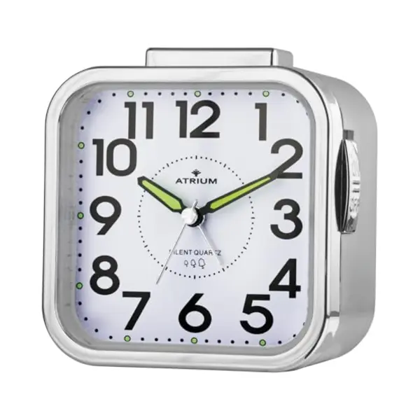 Atrium Analoge Kwarts Wekker - A530-19 - Zonder Tikken - Luid Alarm - Grote Cijfers - Zilver thumbnail