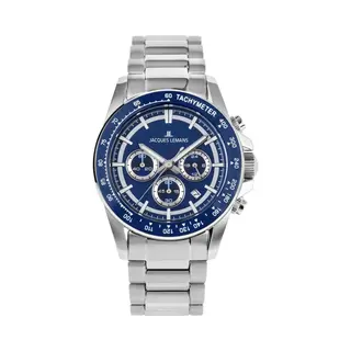 Jacques Lemans Herren-Uhren Analog Quarz One Size, Blau, Silber 32030402