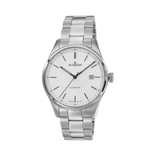 Dugena Herren-Armbanduhr 4461013 Milano, Automatikwerk, Weißes Zifferblatt, Edelstahlgehäuse, Saphirglas, Edelstahlarmband, Drückerfaltschließe, 5