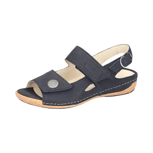 Waldläufer Ladies Sandal Heliett 342002-191-217 Denver Navy Blue, Size 37-41, Exchangeable, Nubuck Leather, Width H Wide, , Damen Größen, thumbnail