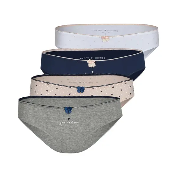 Happy Shorts Dames Slips Hartjes Print Valentijn 4-Pack D687 - Maat 40 - Onderbroek thumbnail