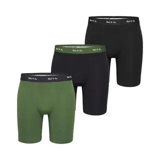 Phil & Co Boxershorts Heren Met Lange Pijpen Boxer Briefs 3-Pack Zwart / Groen - Maat L