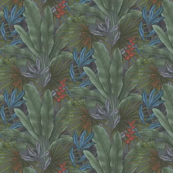 A.S. Création Dschungel Tapete 396471 In Grün, Grau, Blau - Wandtapete Mit Dschungel Optik - Florale Tapete Mit Palmenblättern - Hochwertig Auf 10, thumbnail