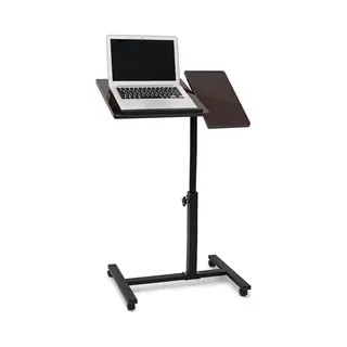 Relaxdays Laptoptisch Höhenverstellbar, Laptopständer Holz, Mit Rollen, Drehbar, Hxbxt, 95 X 60 X 40, 5 Cm, Schwarz