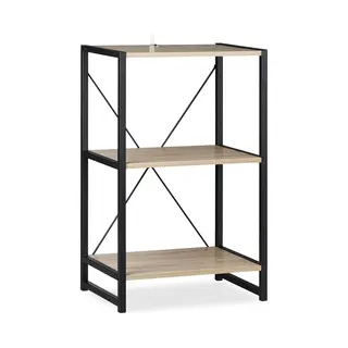 Relaxdays - Standregal, Regal Industrial, Niedriges Bücherregal Mit 3 Fächern, Hxbxt, 80 X 50 X 35 Cm, Pb/metall, Braun