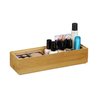 2x Bamboe Organizer - Stapelbaar - Badkamer - Keuken - Opbergbox - Open