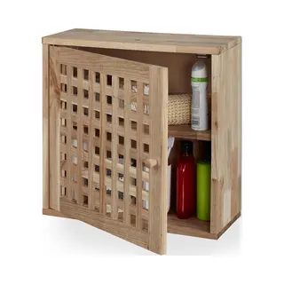 Relaxdays Wandschrank Walnussholz Natur Kompakt Magnetverschluss 42 Cm X 42 Cm X 18 Cm