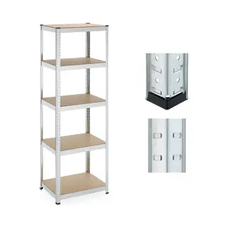 Schwerlastregal, Hxbxt, 180x60x45 Cm, 500 Kg, Verzinkter Stahl, Lagerregal Keller, Garage, Zum Stecken, Silber - Relaxdays