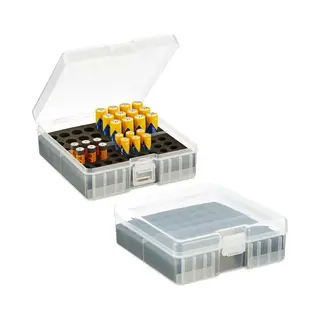 Batterij Organizer Set Van 2 - Bewaardoos Voor 60 Aa En Aaa-batterijen - 5, 5x15x15, 5 Cm - Transparant/zwart