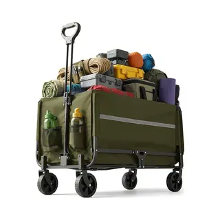 Relaxdays Bollerwagen Stahl Grün Faltbar Mit Heckklappe 97 X 50 X 76 Cm 6, 5 Kg