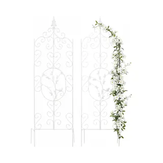 Relaxdays Rankhilfe, 2er Set, H X B, 116 X 35 Cm, Rankgitter Für Kletterpflanzen, Metall, Efeu, Rosen, Freistehend, Weiß